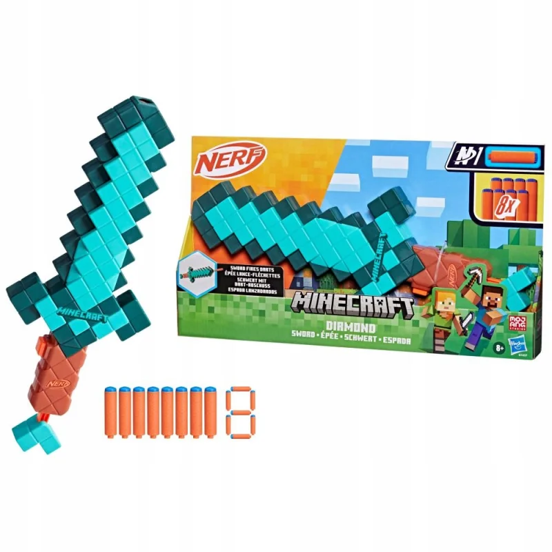 NERF MIECZ Wyrzutnia MINECRAFT Diamont Sword + 8x Strzałki Pistolet MATTEL