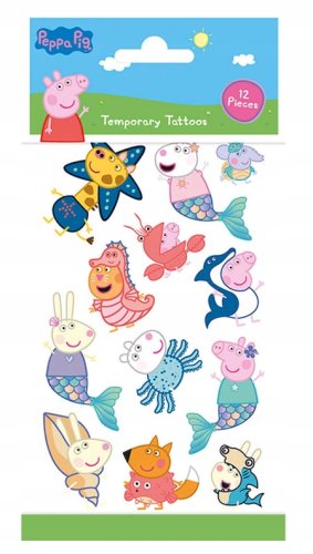 TATUAŻE ŚWINKA PEPPA DLA DZIECI 12 TATUAŻY ZESTAW