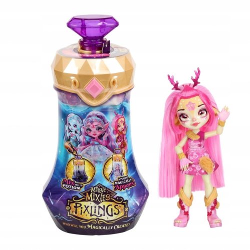 MAGIC MIXIES PIXLINGS RÓŻOWA DUŻA LALKA DEERLEE JELONEK ZMIANA KOLORU RÓŻ