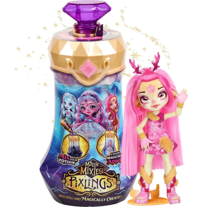 MAGIC MIXIES PIXLINGS RÓŻOWA DUŻA LALKA DEERLEE JELONEK ZMIANA KOLORU RÓŻ