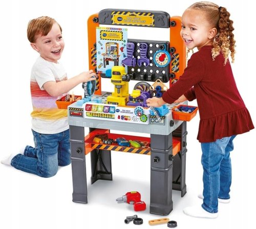VTECH STÓŁ WARSZTAT INTERAKTYWNY ZESTAW NARZĘDZI 62 EL Światło Dźwięk DE 3+
