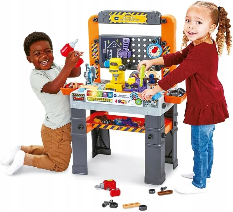VTECH STÓŁ WARSZTAT INTERAKTYWNY ZESTAW NARZĘDZI 62 EL Światło Dźwięk DE 3+