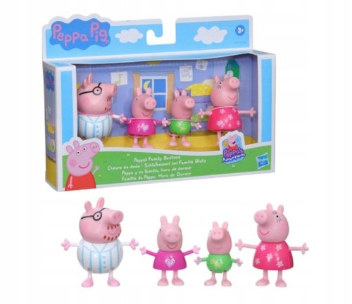 HASBRO ŚWINKA PEPPA ZESTAW 4 FIGUREK ORYGINALNY PIŻAMKI RODZINKA