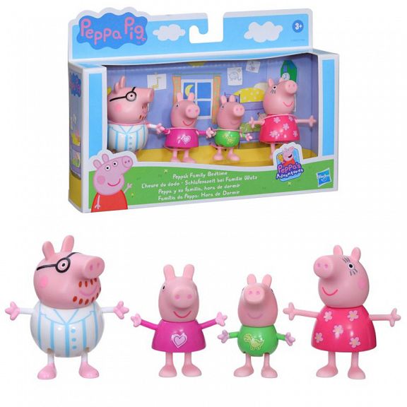 HASBRO ŚWINKA PEPPA ZESTAW 4 FIGUREK ORYGINALNY PIŻAMKI RODZINKA