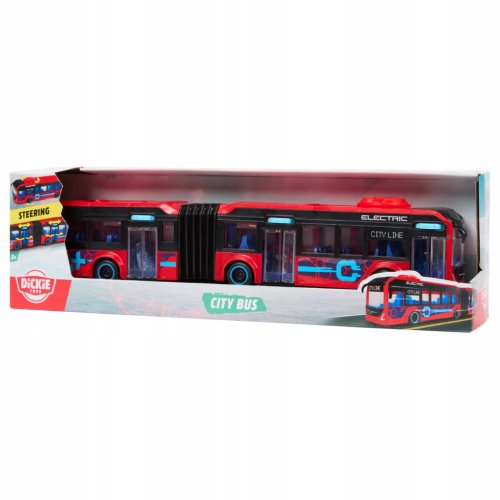 DUŻY ZABAWKOWY KOLOROWY AUTOBUS AUTOKAR MIEJSKI VOLVO OTWIERANE DRZWI 40 cm