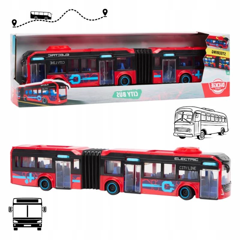 DUŻY ZABAWKOWY KOLOROWY AUTOBUS AUTOKAR MIEJSKI VOLVO OTWIERANE DRZWI 40 cm