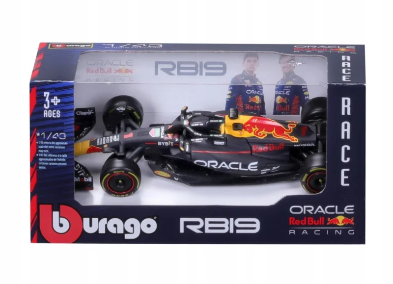 BBURAGO POJAZD RED BULL RB19 MAX VERSTAPPEN SKALA 1:43 BOLID F1 AUTO 14 cm