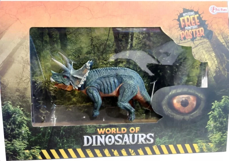 DINOZAUR FIGURKA TRICERATOPS RUCHOME ELEMENTY 22 CM