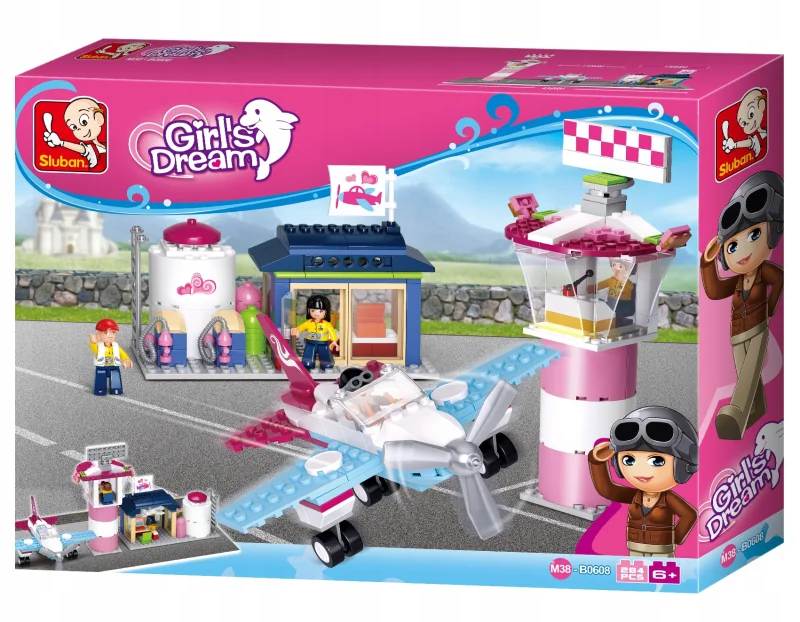 KLOCKI SLUBAN GIRL'S DRAM LOTNISKO B0608 DUŻY ZESTAW 284 EL SAMOLOT WIEŻA