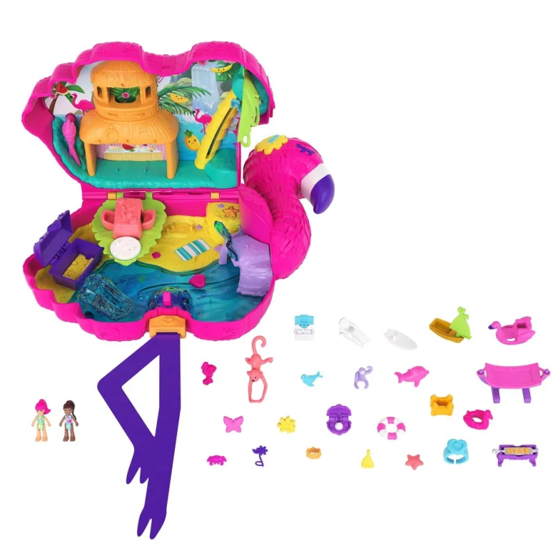 POLLY POCKET PINIATA FLAMING Z BASENEM 26 NIESPODZIANEK 2 LALKI CONFETTI