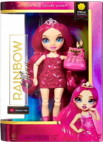 RAINBOW HIGH JUNIOR RÓŻOWA DUŻA LALKA STELLA MONROE AKCESORIA + TOREBKA S.2