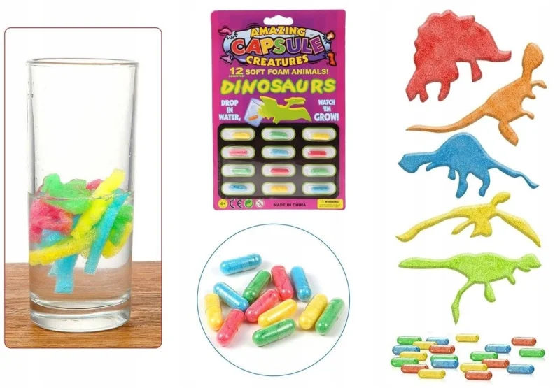 MAGICZNE KAPSUŁKI ROSNĄCE W WODZIE DINOZAURY WYKLUWAJĄCE SIĘ KAPSUŁY