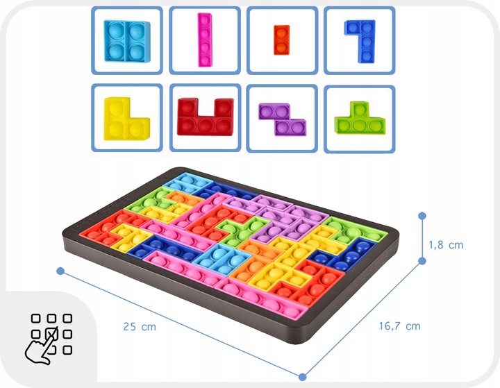 GRA TETRIS UKŁADANKA POP IT BĄBLE LOGICZNA ANTYSTRESOWA