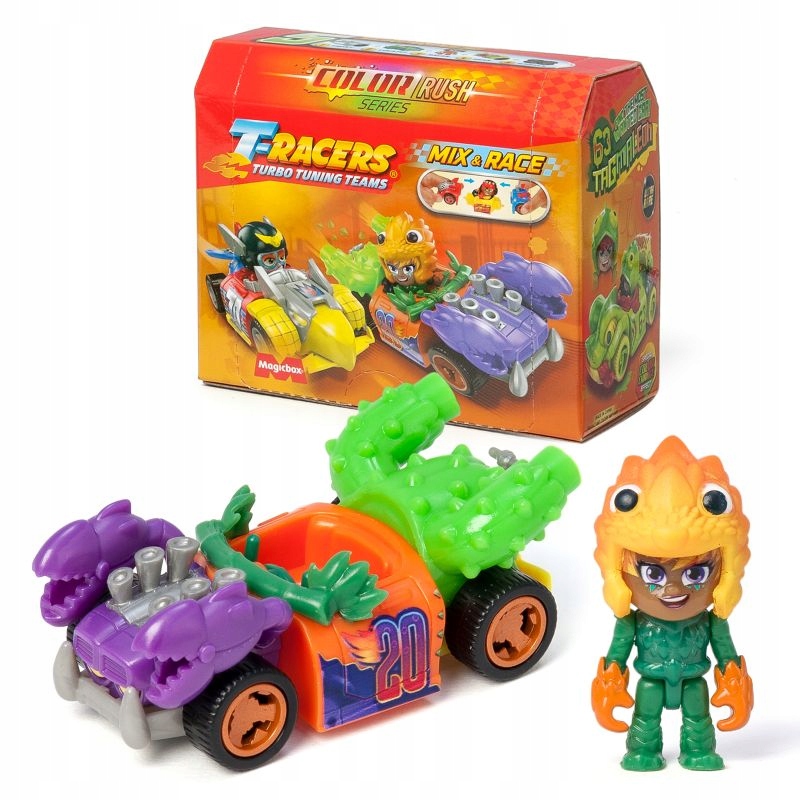 T-RACERS COLOR RUSH SERIA 5 AUTKO + FIGURKA DUŻY POJAZD KIEROWCA MAGICBOX