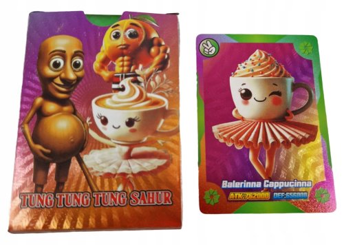 BRAINROT TRALALERO TUNG SAHUR BALERINA KARTY KOLOROWE ZESTAW 55 SZT TĘCZOWE