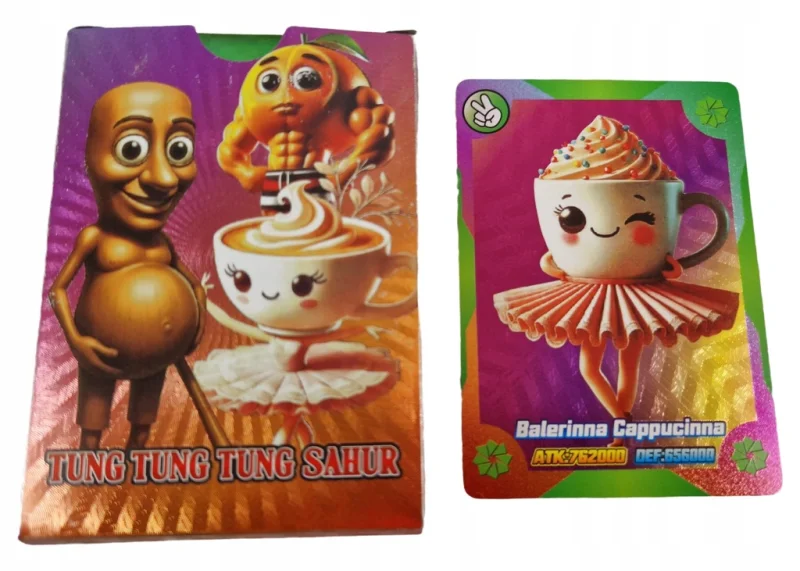 BRAINROT TRALALERO TUNG SAHUR BALERINA KARTY KOLOROWE ZESTAW 55 SZT TĘCZOWE