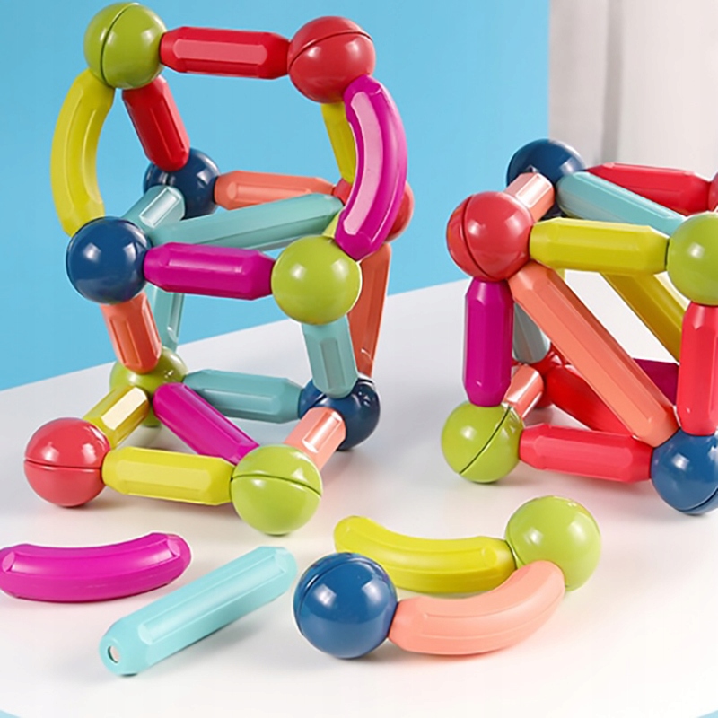 DUŻE KLOCKI MAGNETYCZNE magnetic 64 elementy układanka magnetyczna PUZZLE