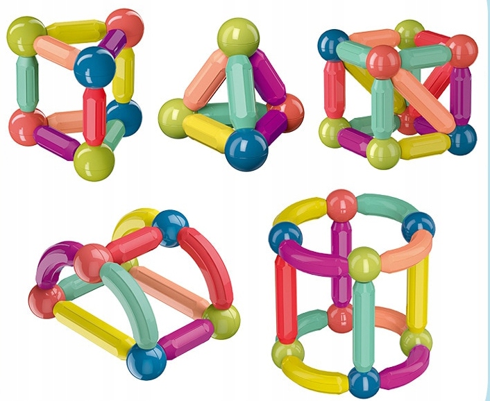 DUŻE KLOCKI MAGNETYCZNE magnetic 64 elementy układanka magnetyczna PUZZLE