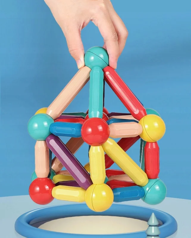 DUŻE KLOCKI MAGNETYCZNE magnetic 64 elementy układanka magnetyczna PUZZLE
