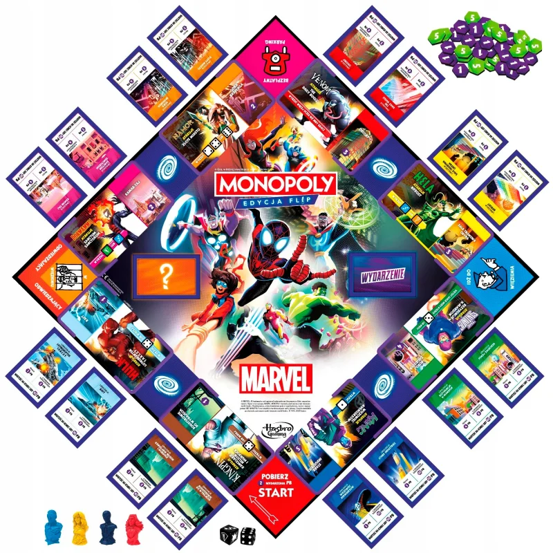MONOPOLY MARVEL GRA PLANSZOWA EDYCJA LIMIT FLIP F9931 HASBRO DUŻA WERSJA PL