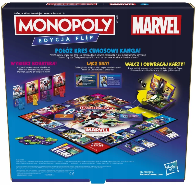 MONOPOLY MARVEL GRA PLANSZOWA EDYCJA LIMIT FLIP F9931 HASBRO DUŻA WERSJA PL