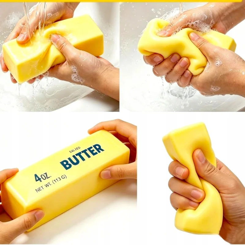 GNIOTEK ANTYSTRESOWY MASŁO SQUISHY ZABAWKA ANTYSTRESOWA MIĘKKA BATON KOSTKA
