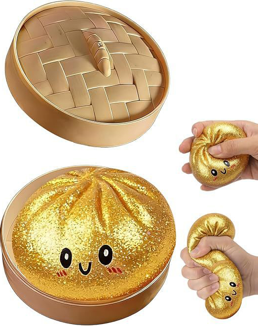 DUMPLING PIEROŻEK ANTYSTRESOWY GNIOTEK SQUISHY WIELKI 10x10 CM BROKATOWY D4
