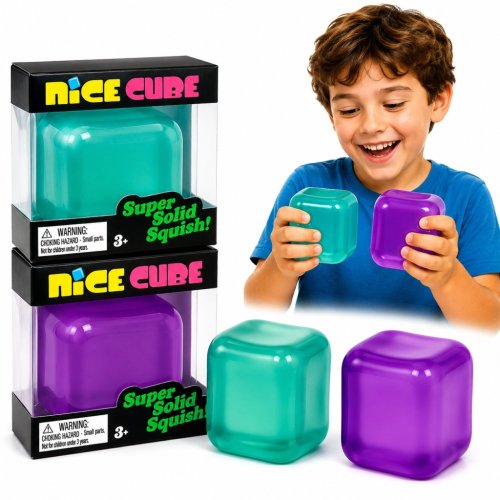 NICE ICE CUBE gniotek antystresowy Squishy Kostka Lodu FIOLETOWY + ZIELONY