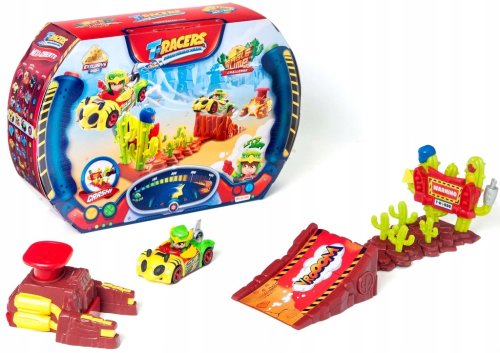 T-RACERS TURBO ZESTAW KASKADERSKI SKOK WYRZUTNIA EAGLE JUMP AUTO + FIGURKA