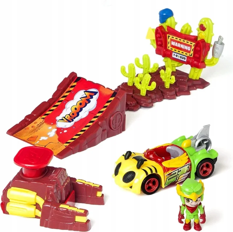 T-RACERS TURBO ZESTAW KASKADERSKI SKOK WYRZUTNIA EAGLE JUMP AUTO + FIGURKA