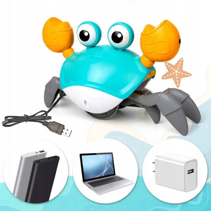 PEŁZAJĄCY KRAB INTERAKTYWNY CHODZI Dźwięk AKUMULATOR Gra Muzyka Światła USB