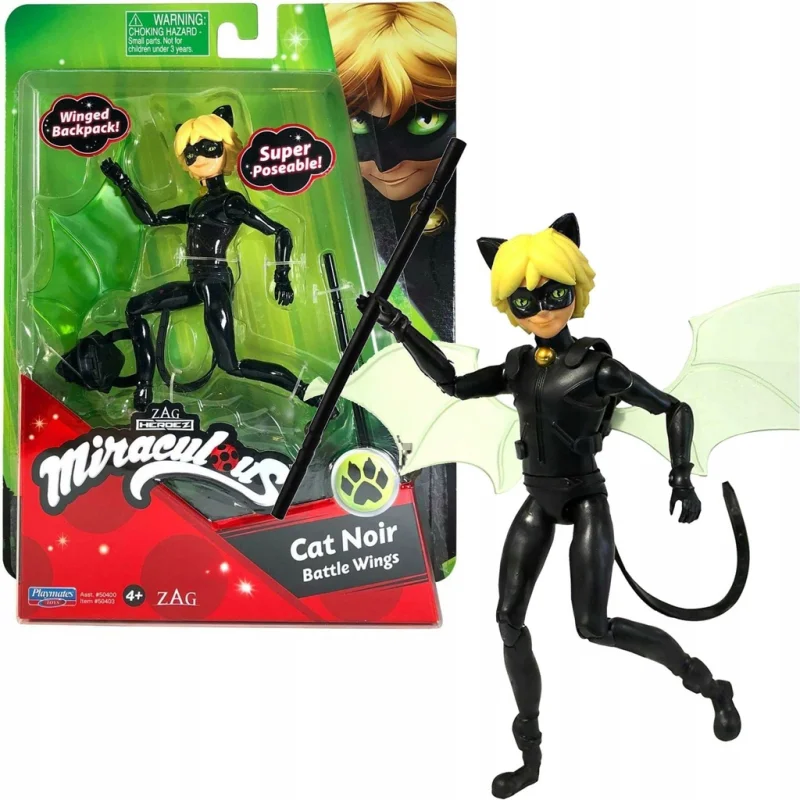 Miraculous figurka czarny kot zestaw + akcesoria cat noir biedronka ADRIEN