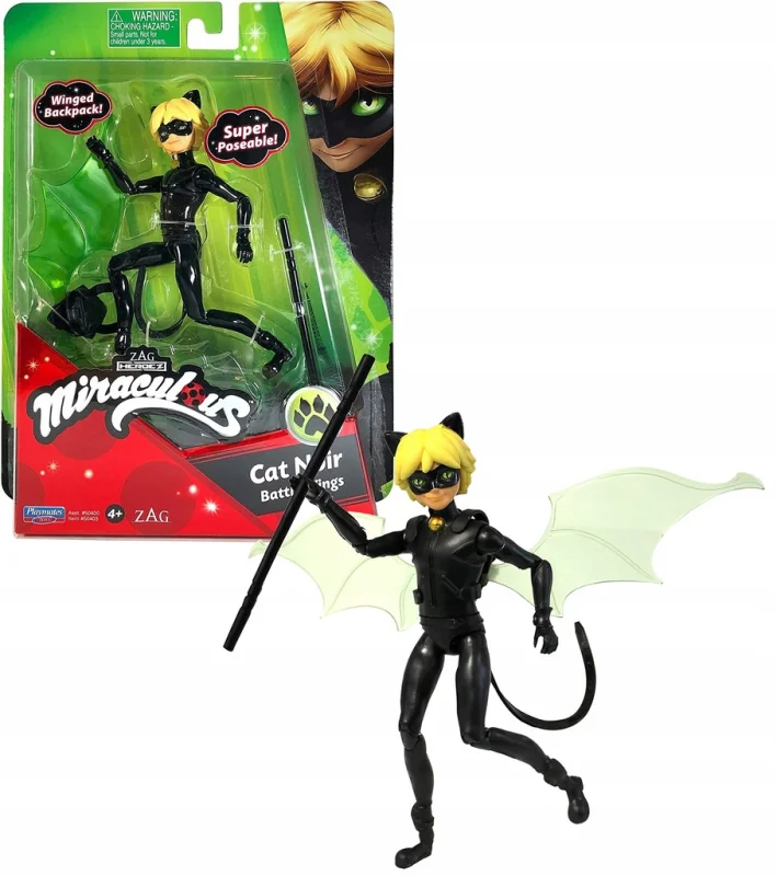 Miraculous figurka czarny kot zestaw + akcesoria cat noir biedronka ADRIEN