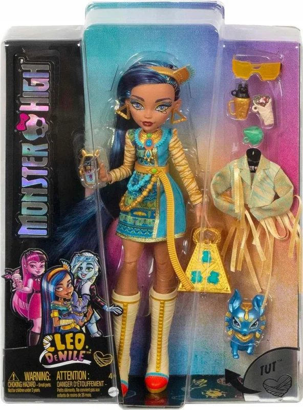 Monster High Cleo de Nile Mattel lalka + zwierzątko + akcesoria zestaw