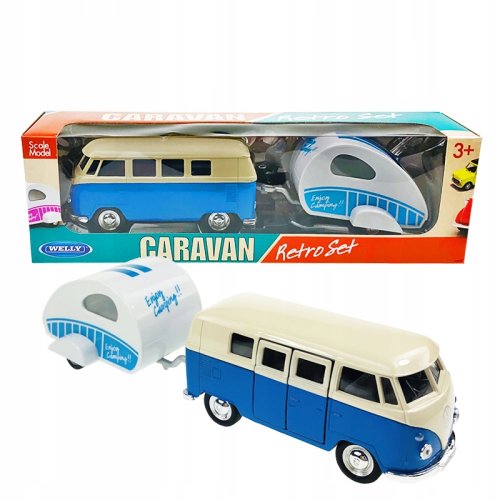 BUS Z PRZYCZEPKĄ PRZYCZEPĄ 21 CM CARAVAN AUTO SAMOCHÓD Volkswagen
